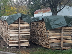 Brennholz zur Trocknung aufgesetzt